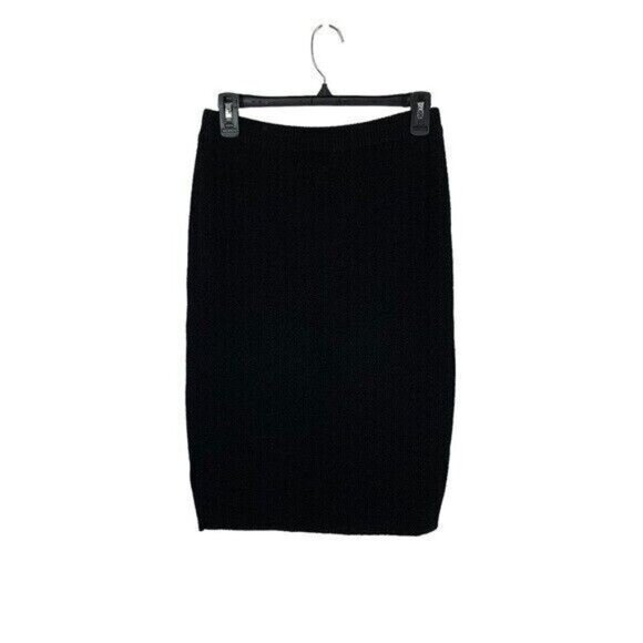 Ann Wi Black Knit Pencil Skirt Vintage Classic Minimalist Stretch Small - Picture 3 of 4